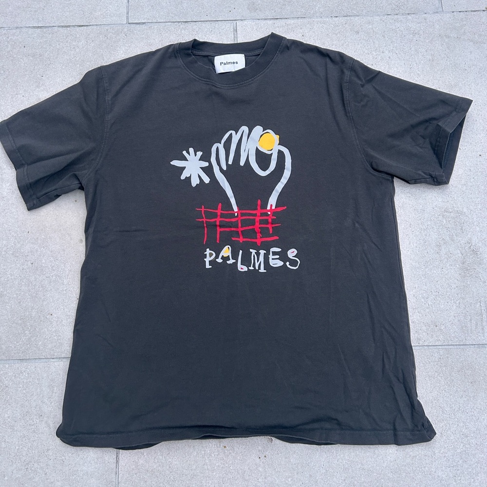 Vintage Dark Grey Medium Palms Casual Style Tee